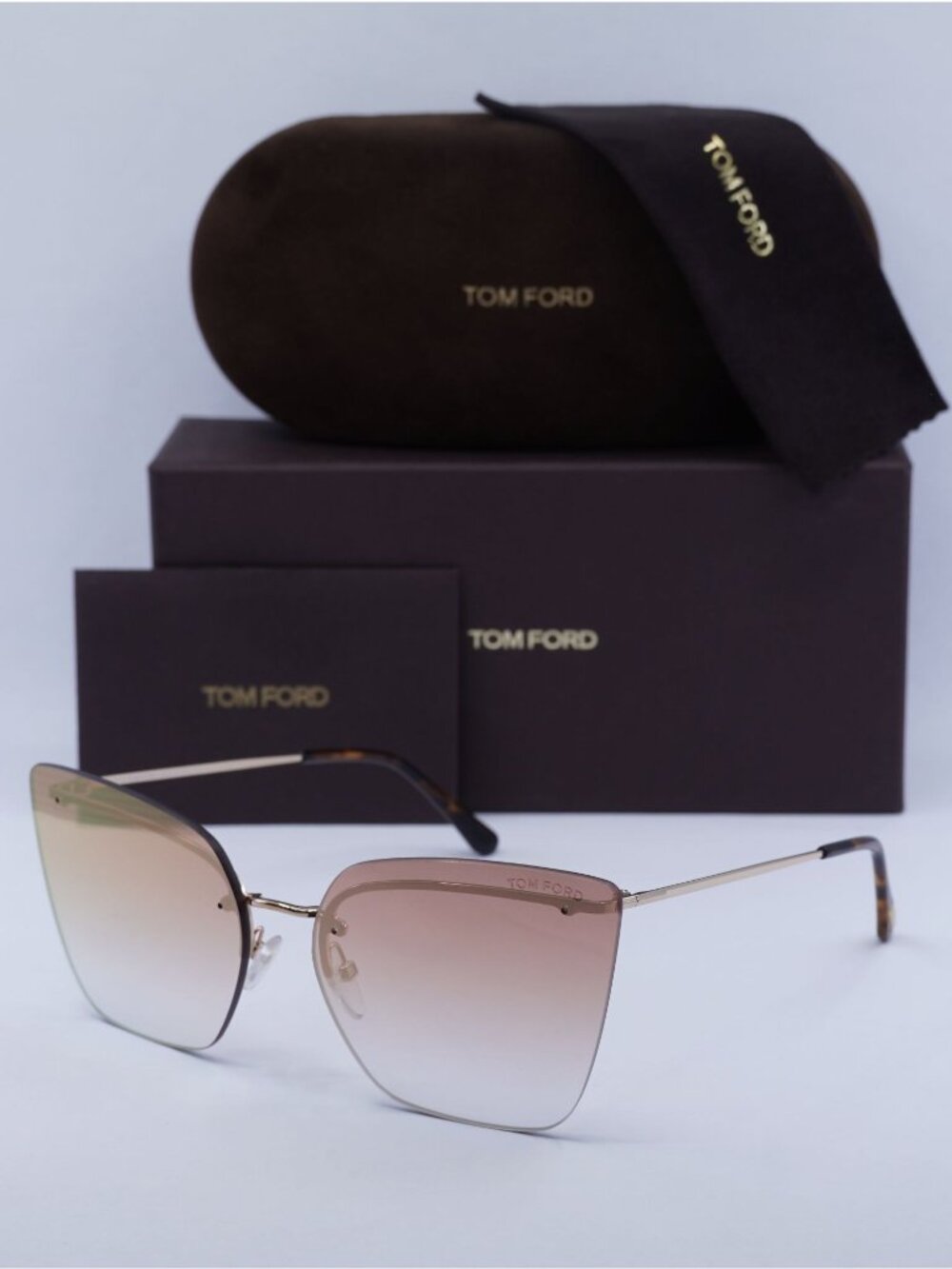 Tom Ford Camilla-02 FT0682 33G Butterfly Sunglasses - Rose Gold \ Brown Mirror